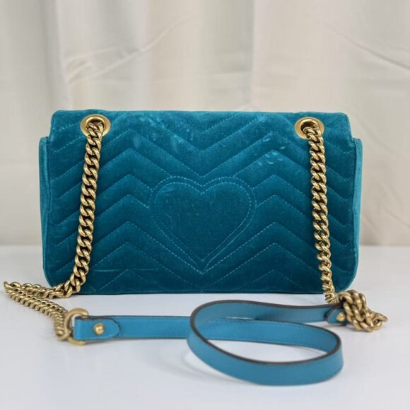 Gucci Velvet Medium GG Marmont Flap Shoulder Bag - Picture 3 of 10